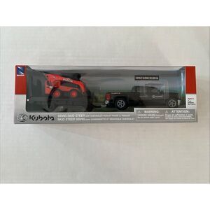 New Ray 1/43 Chevy Silverado Pickup with Trailer & Kubota M5-111 Tractor Loader